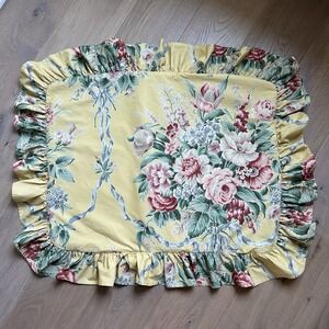 Ralph Lauren EVELYN Standard 20x26" Ruffled PILLOW SHAM Chintz Yellow Floral EUC
